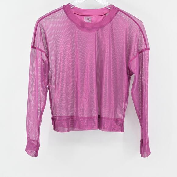 LUCKY IN LOVE Womens Goddess Mesh Top Size XS‎ Passion Pink Sheer Layering Shirt - Picture 1 of 11